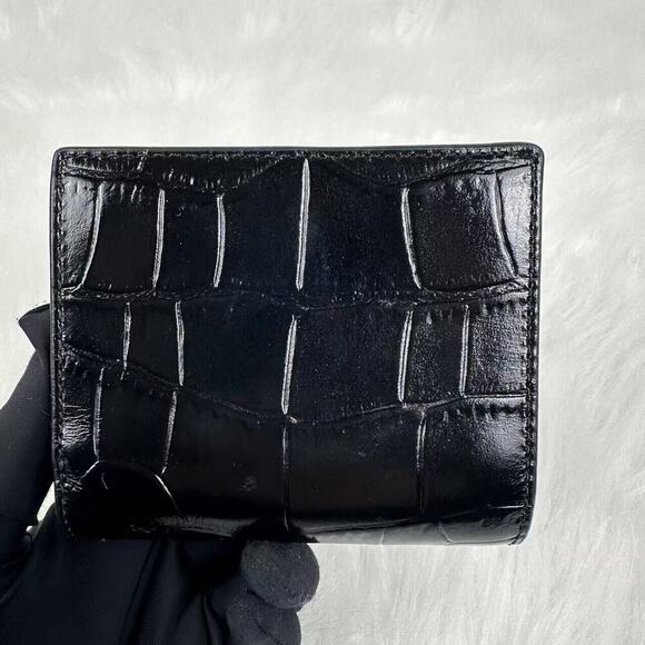 Coach Snap Wallet In Gold/Black Crocodile-embossed Leather C6092 NWT - Picture 2 of 7